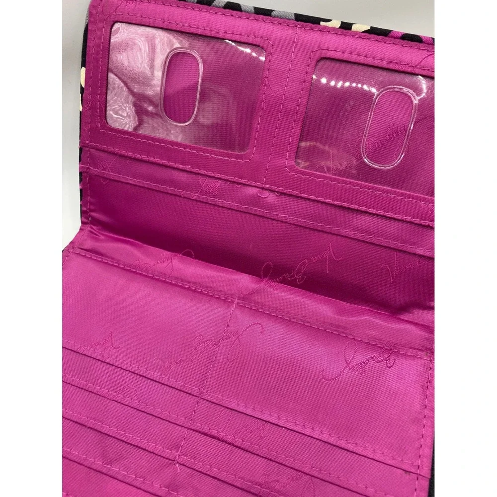 Vera Bradley Wallet Black Pink Grey Floral Zip Around Clutch‎ Purse - Picture 5 of 13